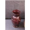 Image 3 : Brass Spittoon - 6" x 8" & Red Glass Vase - 6.5" Tall