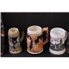 Image 2 : (3) Beer Steins - Assorted, (2) Romania Figurines - Various