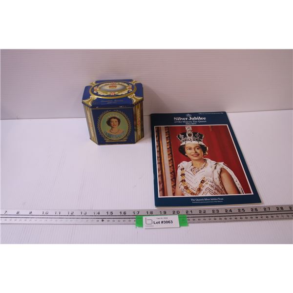Queen Elizabeth Coronation Collector Tin & 1977 Silver Jubilee Program Booklet