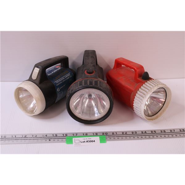 (3) Plastic Flashlights - As Is