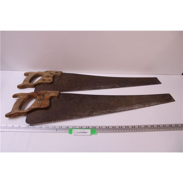 (2) Wood Hand Saws - 30" Length - Some Wear
