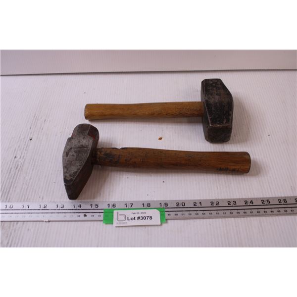 (2) Blacksmith/Welding Hammers - 11" Long - Some Wear