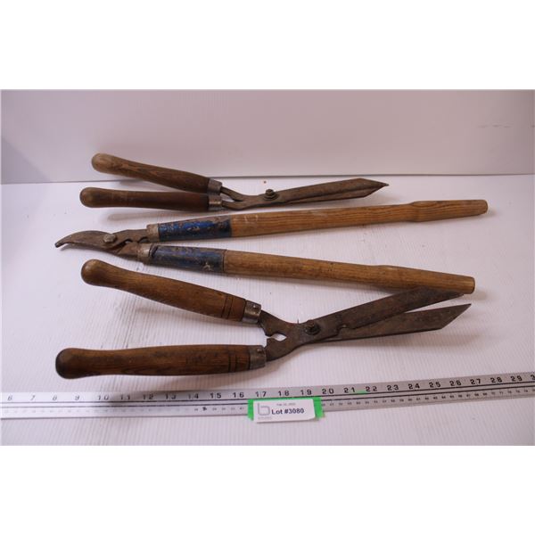 Vintage Garden Tools: (2) Garden Shears & (1) Tree Trimmers - Some Wear