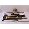 Image 1 : Tool Lot: Hammer Heads, Hatchet, Pry Bars, Jig Saw Blades, Misc
