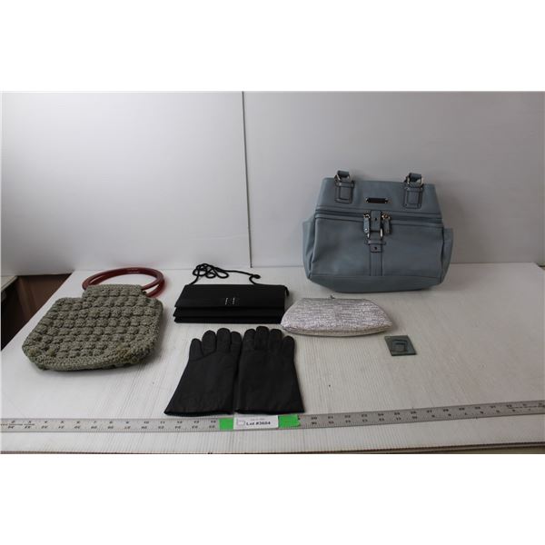 (4) Purses, Size 8 Gloves with Rabbit Lining