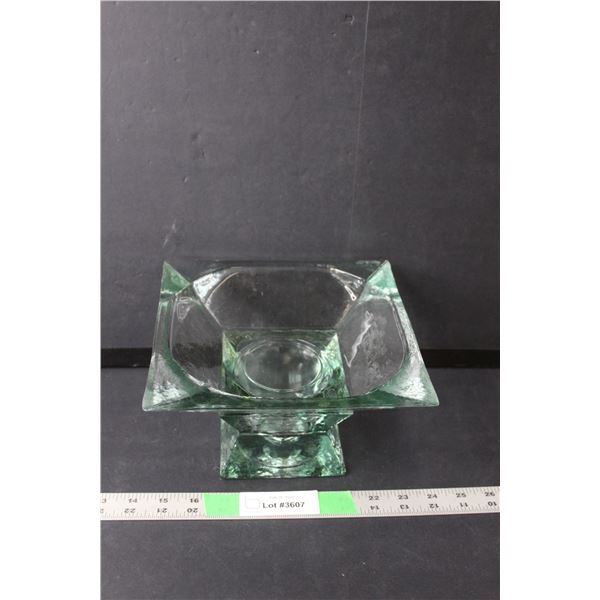 Green Glass Tray 5" Tall x 8.5" Wide