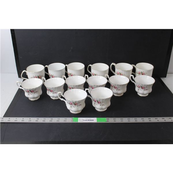 (14) Piece Lavender Rose Bone China Tea/Coffee Cup Set