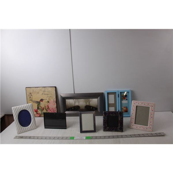 (6) Photo Frames, (2) Art Pieces Up to 9.5" Tall and 13.25" Wide