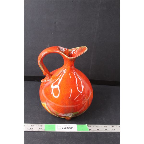 Orange Ceramic Pitcher 9" Tall
