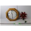 Image 1 : Light Up Tree Top- Powers On & Wood Clock 11.5"- Requires Battery