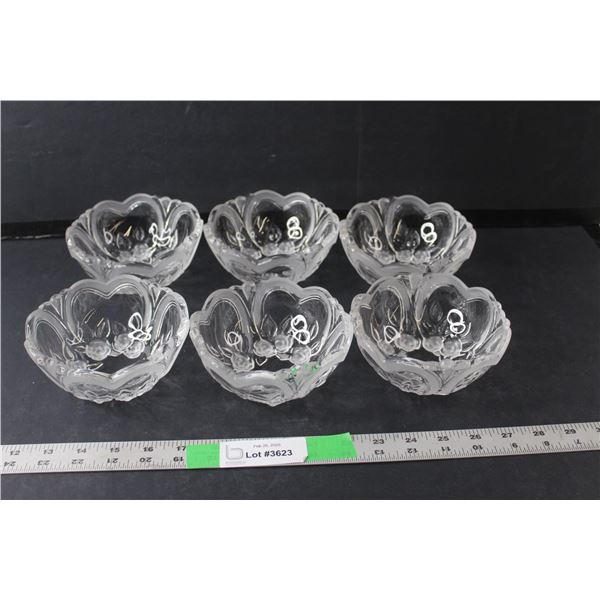 (6) Glass Flowered Bowls 5.25"