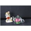 Image 2 : Ceramic & Glass Figurines- Flower Teapot, Elizabethan Era, Dog Up to 4" Tall