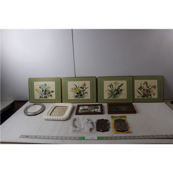 (4) Pimpernel Place Mats, (4) Photo Frames, (2) Switch Plates, (2) Cupboard Handles