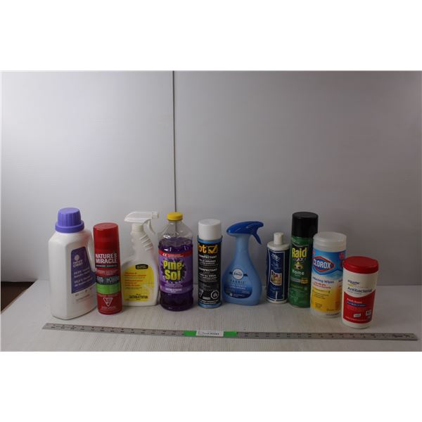 Chemical Cleaning Lot- Stain Eliminator, Laundry Detergent, bt Disinfectant, Pine-sol, Misc.