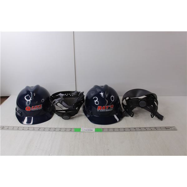 (2) Medium V-Gard Safety Helmets