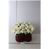 Image 1 : Heart Shaped Wicker Basket with Faux White Poinsettias 12" Tall x 13" Wide