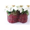 Image 2 : Heart Shaped Wicker Basket with Faux White Poinsettias 12" Tall x 13" Wide