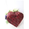 Image 4 : Heart Shaped Wicker Basket with Faux White Poinsettias 12" Tall x 13" Wide