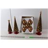 Image 1 : Glass Christmas Tree Set Up to 14" Tall & Christmas Tree Ornaments