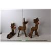 Image 1 : (3) Wooden Reindeer Statues Up to 14" Tall