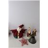 Image 2 : Christmas Lot- (2) Santa Candle Holders, (3) Fabric Snowman & Santa Figures, Mini Popup Book & Tree 
