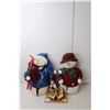 Image 3 : Christmas Lot- (2) Santa Candle Holders, (3) Fabric Snowman & Santa Figures, Mini Popup Book & Tree 