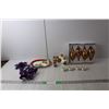 Image 1 : Christmas Lot- Tree Ornaments, (4) Napkin Rings, (3) Salt & Pepper Shakers, Decorative Plate