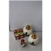 Image 3 : Christmas Lot- Tree Ornaments, (4) Napkin Rings, (3) Salt & Pepper Shakers, Decorative Plate