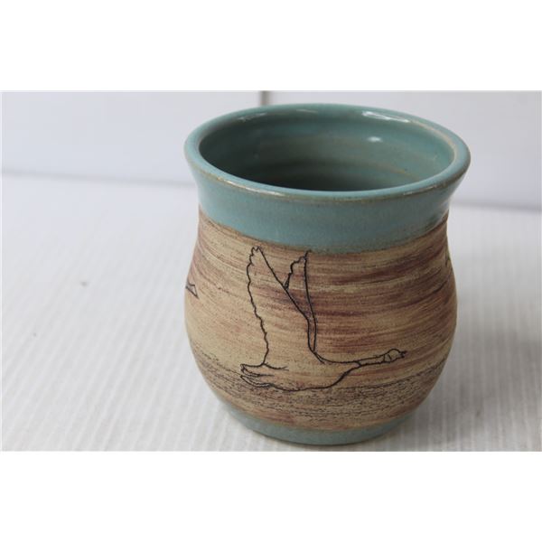 (2) Ceramic Goose Mugs by Barb Peck