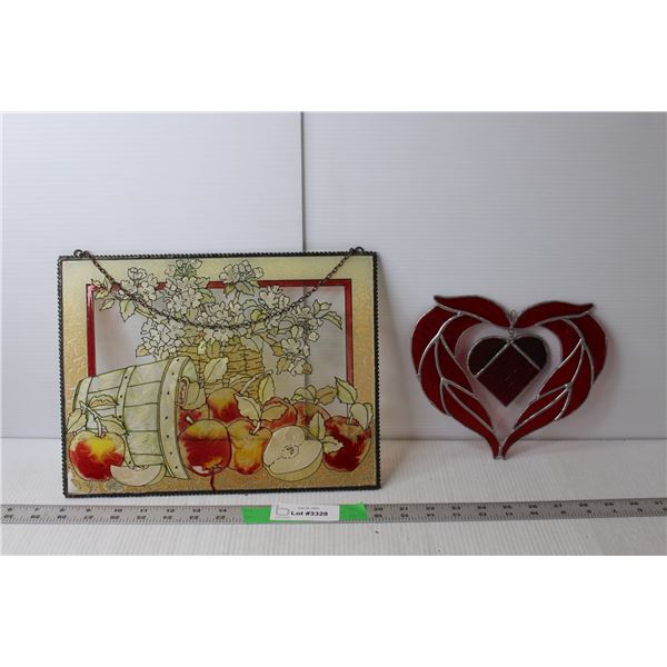 (2) Stained Glass Wall Pieces Up to 9.5" tall x 12.5" Wide