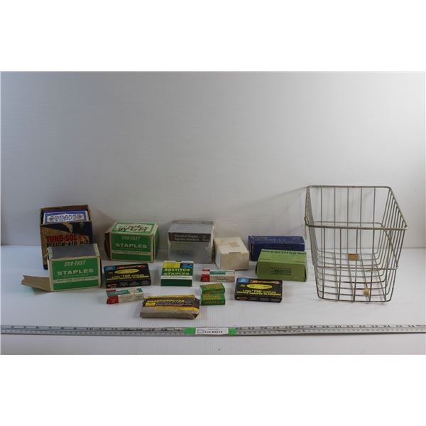 Assorted Staples and Wired Basket
