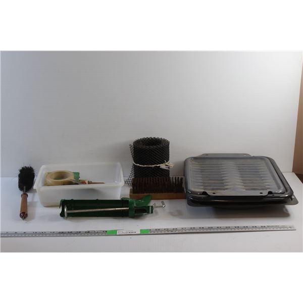 Caulking Gun, Metal Brushes, Plastic Tray, Bottle Openers, Baking Trays and Misc