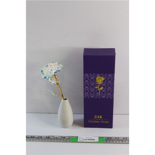 Faux 24K Golden Rose Decor