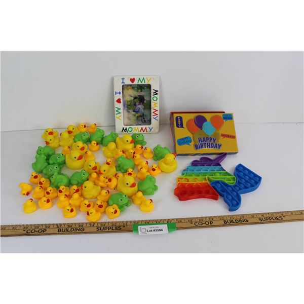 Rubber Duckies & Frogs, Gift Box, Pop It Toys and I Love My Mommy Photo Frame 8'' x 6''