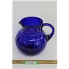 Image 1 : Cobalt Blue Glass Pitcher - 9" x 9.5"