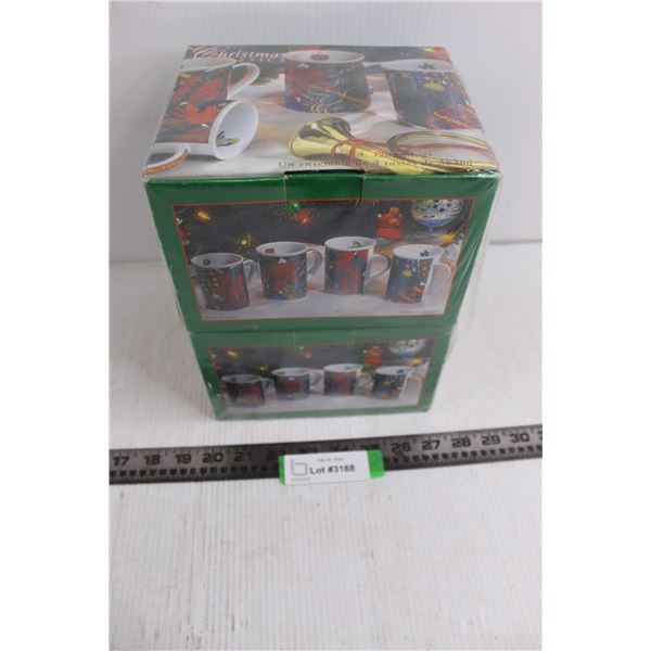 (2) Box Sets of 4 Christmas Themed Mugs - NIB