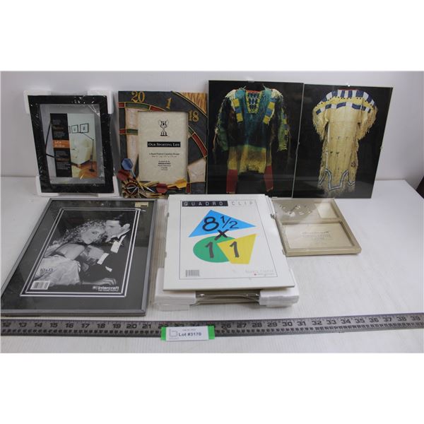 (8) Assorted Picture Frames, Set of 2 "Indigenous Themed" Wall Art 9" x 11"