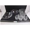 Image 1 : Glass "Leaf" Punch Bowl with 10 Glass Cups, (2) Glass Fruit Bowls