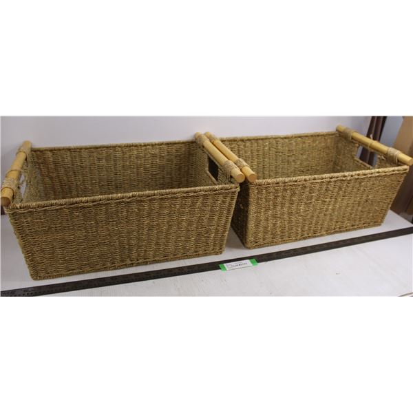 Pair of Wicker Storage Baskets 20" x 13" x 8"