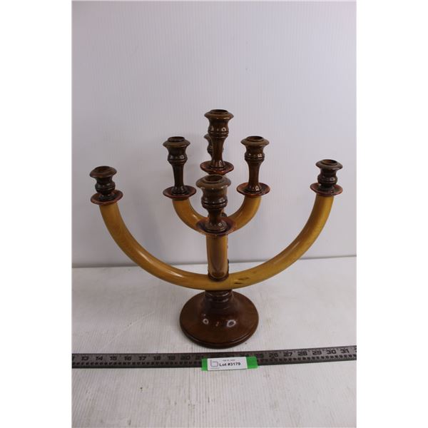 Wooden Maneuverable Candelabra 15.5" Tall x 16" Wide