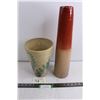 Image 1 : (2) Pottery Vases (Runnymede Clayworks 10" Tall x 7" Dia, Tall Vase 18" Tall x 4.5" Dia)