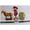 Image 1 : Glazed Ceramic "Asian Themed" Horse Statue, Foxy Ladies Swivel Hip Figurine 9" Tall, Animal Spirits 