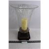 Image 1 : Large Glass Vase and Platform with Candle 17" Tall x 11" Dia