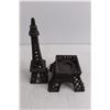 Image 2 : Wrought Iron 2-Piece Eiffel Tower Candle Holder - 12.5" Tall Together