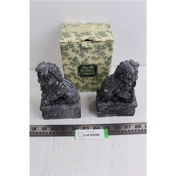 The Bombay Company - Soap Stone Foo Dog Pair with Original Box - 6" Tall