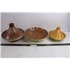Image 1 : Moroccan Style Ceramic Serving Dishes (3 Bowls & 2 Lids) Largest 11" Dia