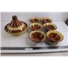 Image 1 : Moroccan Style Ceramic Serving Dish 10.5" Dia & Set of 6 Bowls