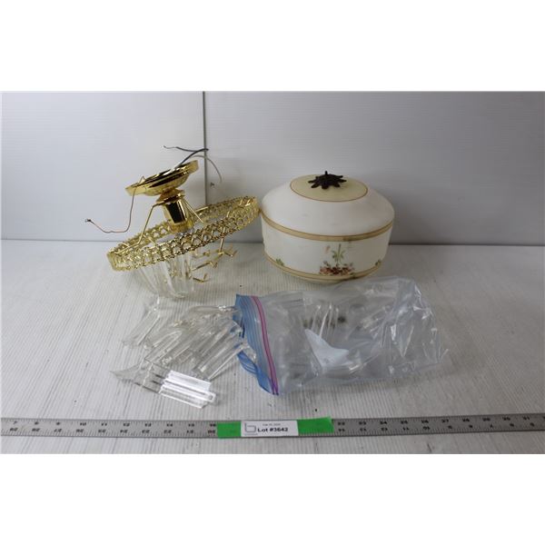 Ceiling Lamp with Chandelier Pieces 10" Wide x 6" Tall