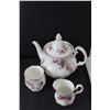Image 2 : (7) Piece Lavender Rose Royal Albert Bone China Set- Tea Pot, Sugar Bowls, Salt & Pepper Shakers, Tr