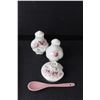 Image 3 : (7) Piece Lavender Rose Royal Albert Bone China Set- Tea Pot, Sugar Bowls, Salt & Pepper Shakers, Tr
